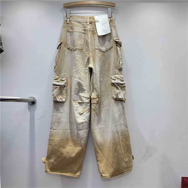 Multi Pockets Gradient Denim Cargo Jeans