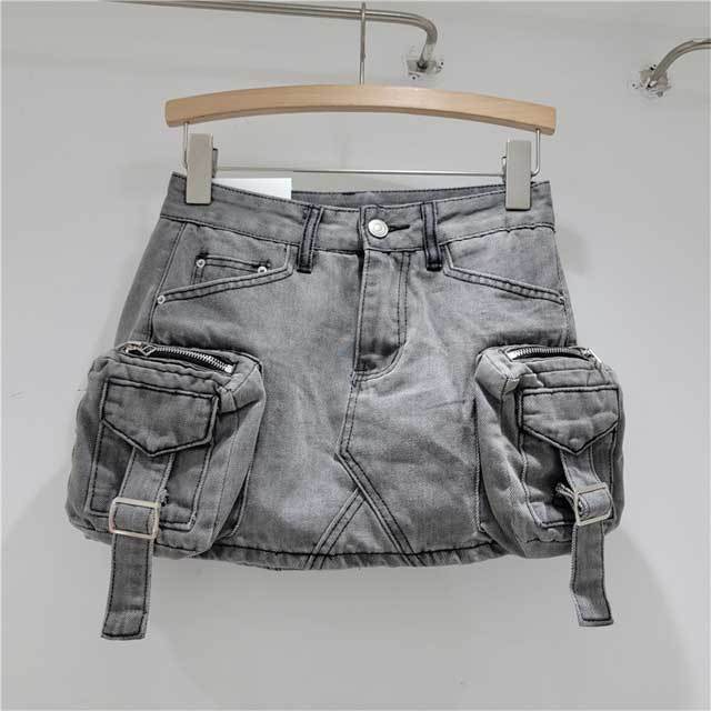 Vintage Denim Cargo Skirt