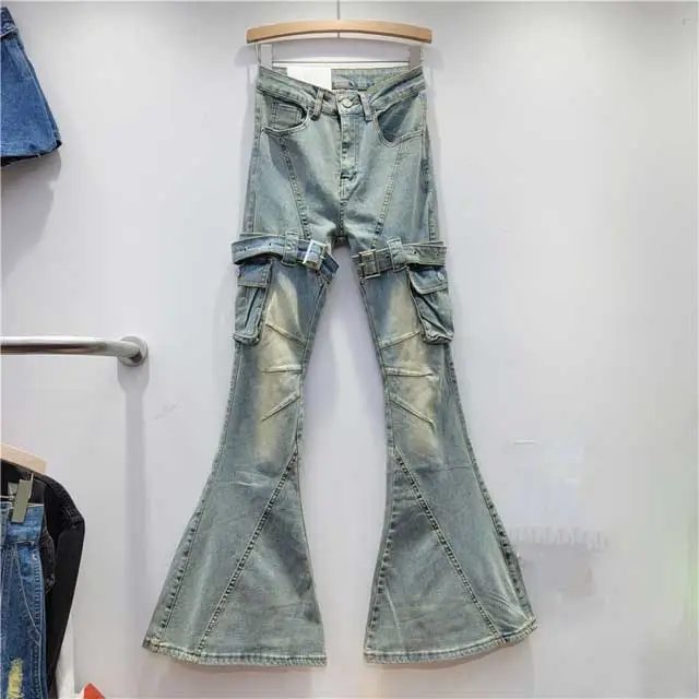 Buckle Strap Vintage Bell Jeans