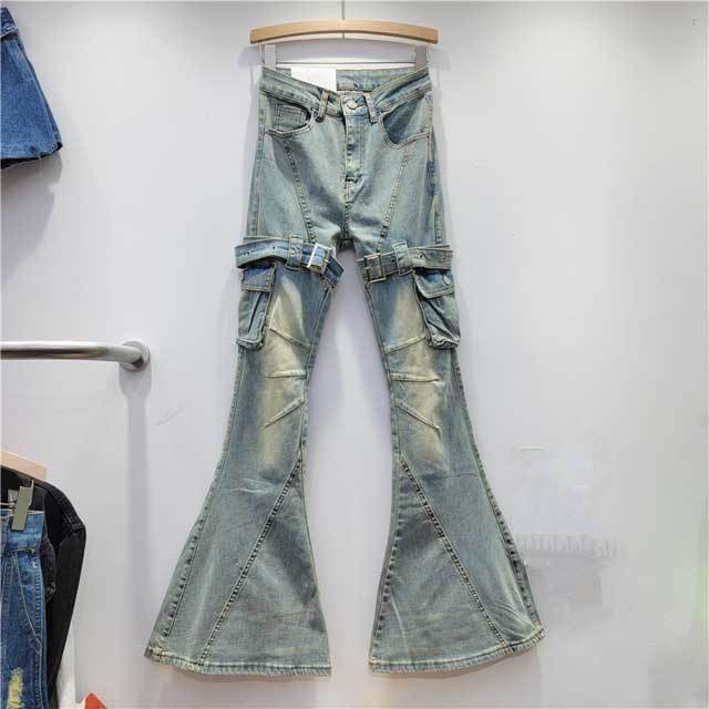 Buckle Strap Vintage Bell Jeans