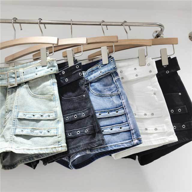 Vintage High Waist Denim Cargo Shorts
