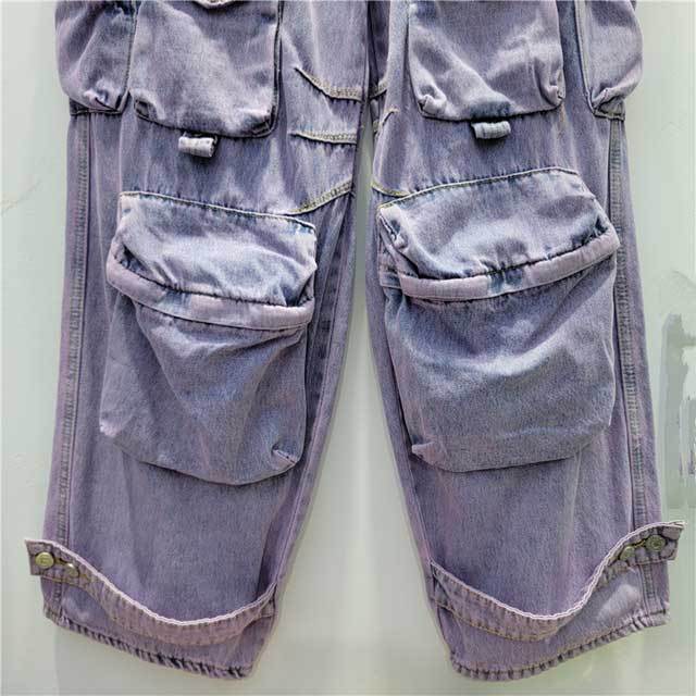 Fashion High Waist Casual Cargo Jeans