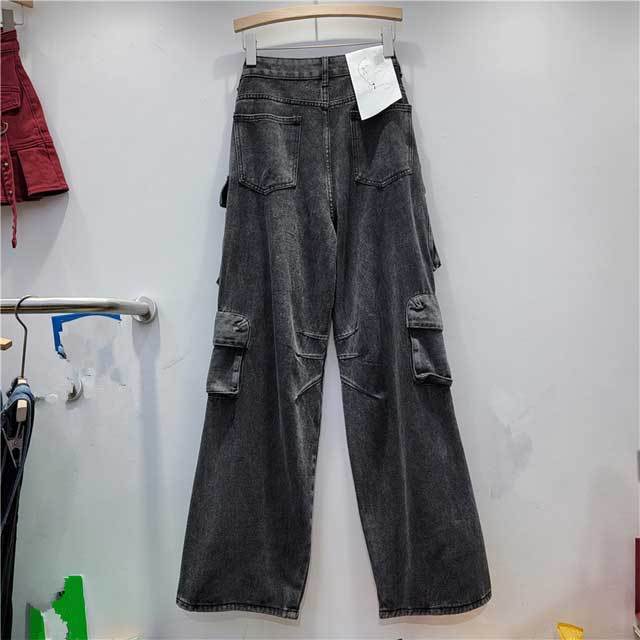 High Waist Casual Cargo Jeans