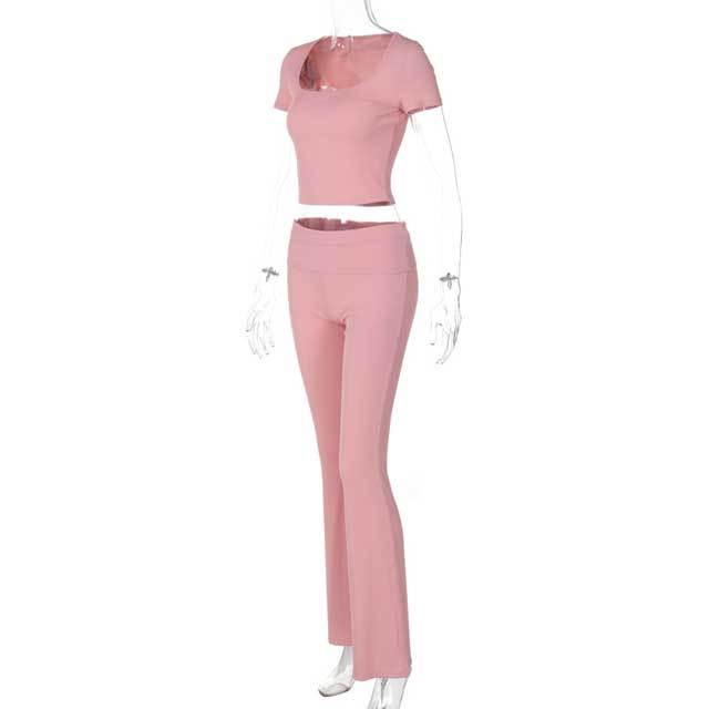 Short Sleeve Ribbed Tracksuit Set