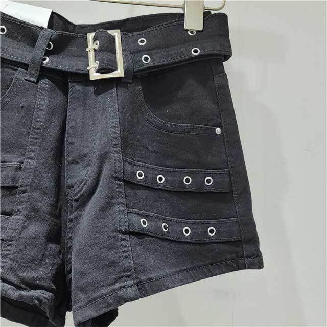 Vintage High Waist Denim Cargo Shorts