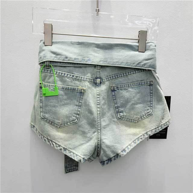 High Waist Cuffed Denim Shorts