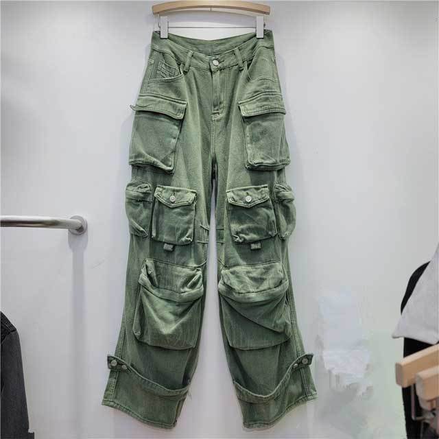 Fashion High Waist Casual Cargo Jeans