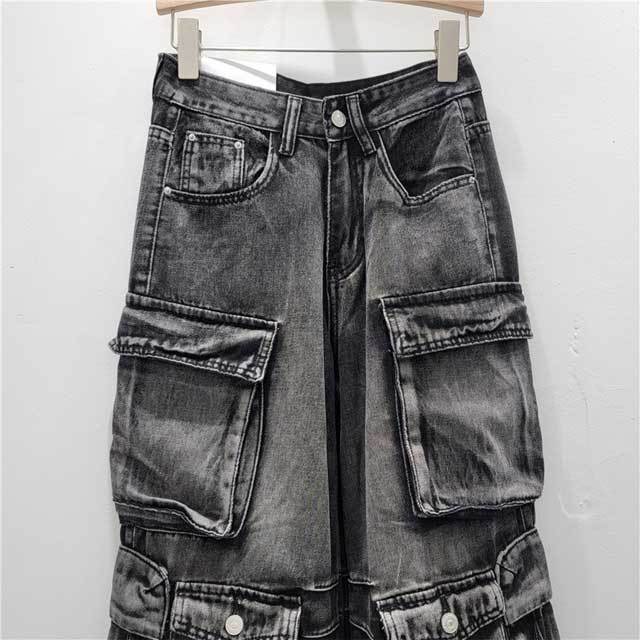 Chic Punk Denim Cargo Jeans