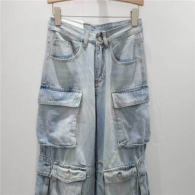 Chic Punk Denim Cargo Jeans