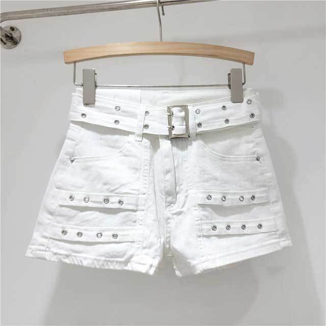 Vintage High Waist Denim Cargo Shorts