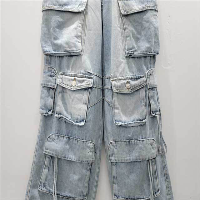 Chic Punk Denim Cargo Jeans