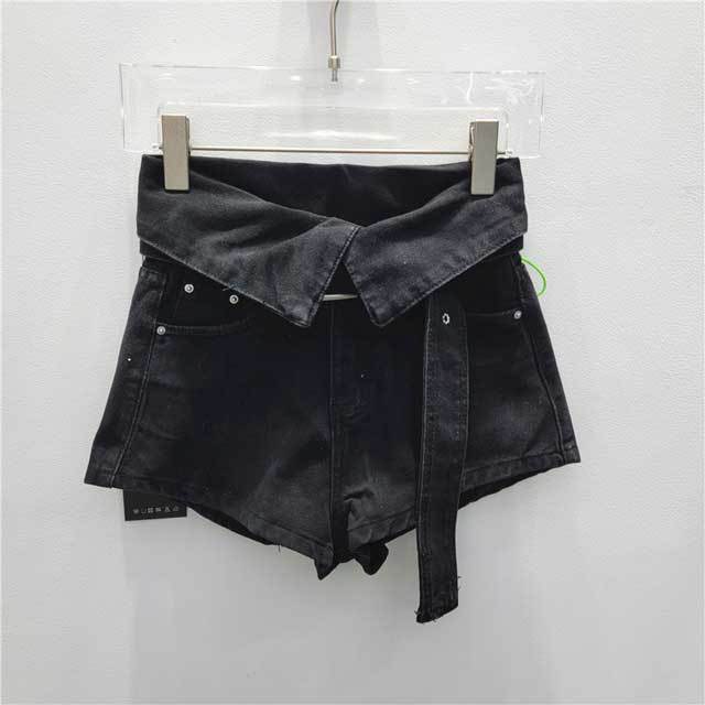 High Waist Cuffed Denim Shorts