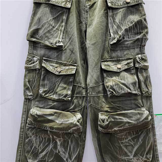 Multi Pockets High Waist Casual Cargo Jeans