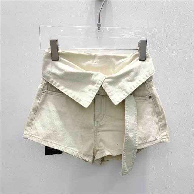 High Waist Cuffed Denim Shorts