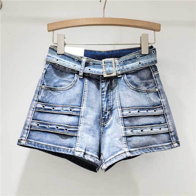 Vintage High Waist Denim Cargo Shorts