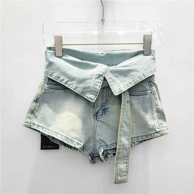 High Waist Cuffed Denim Shorts