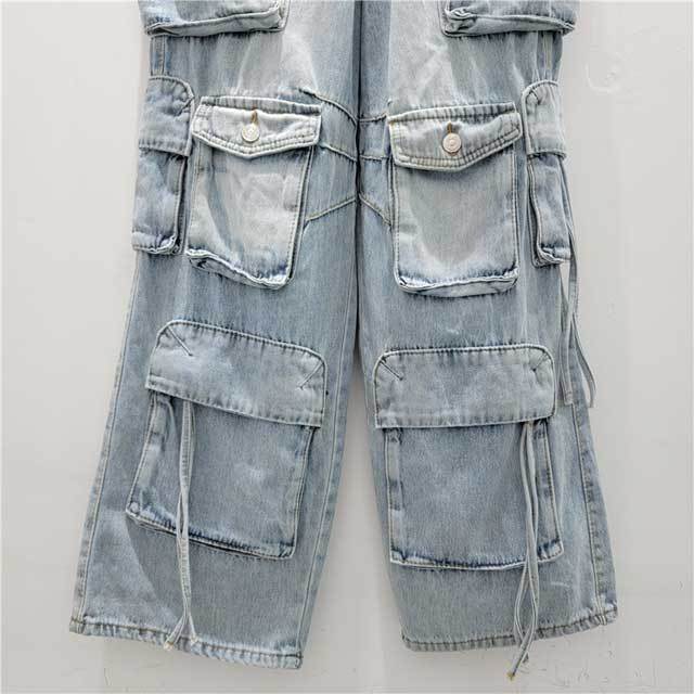 Chic Punk Denim Cargo Jeans