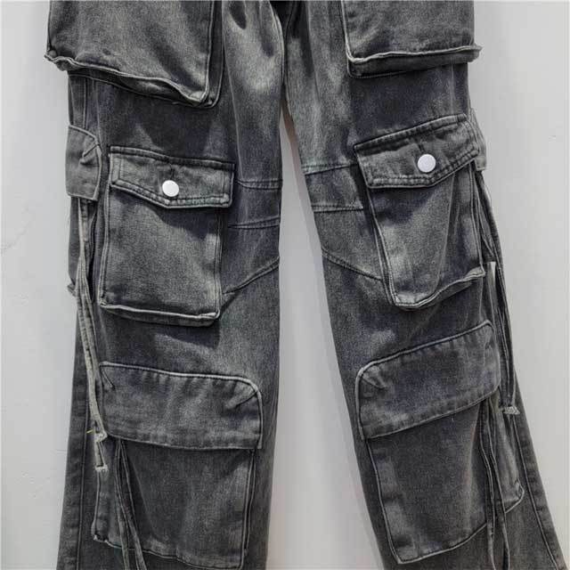 High Waist Casual Cargo Jeans