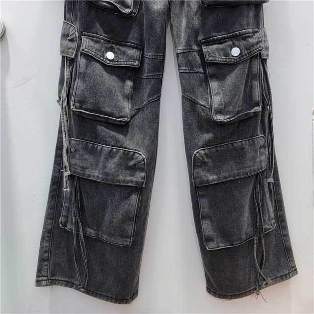 High Waist Casual Cargo Jeans