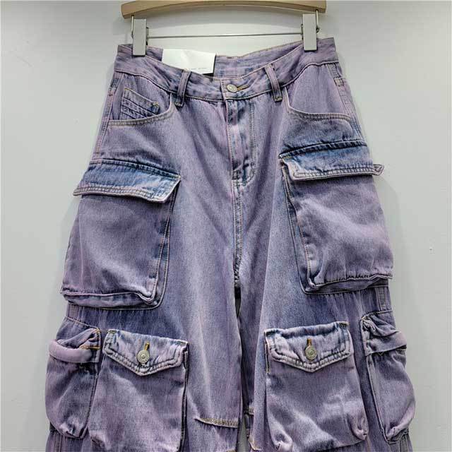 Fashion High Waist Casual Cargo Jeans