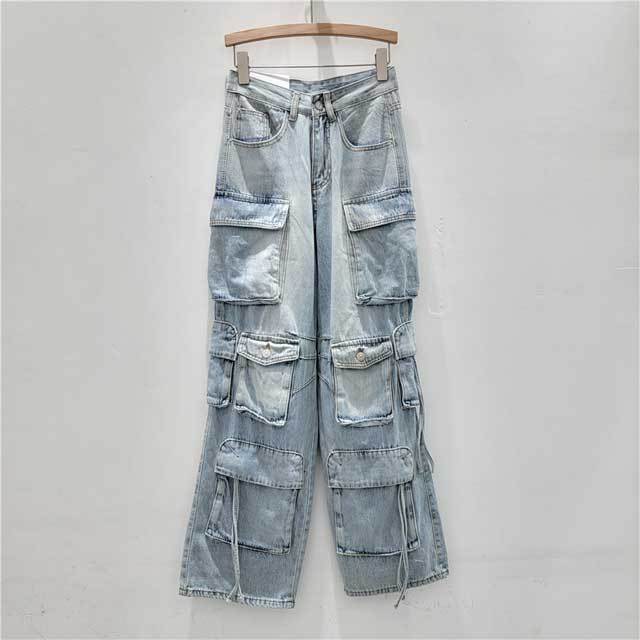 Chic Punk Denim Cargo Jeans