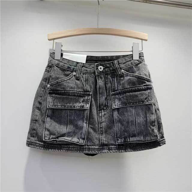 High Waist Vintage Cargo Skirt