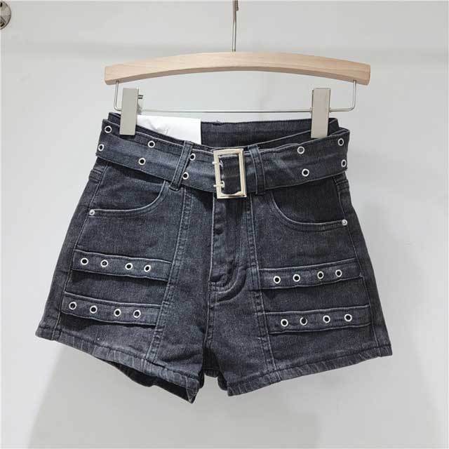 Vintage High Waist Denim Cargo Shorts