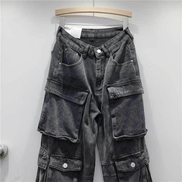 High Waist Casual Cargo Jeans