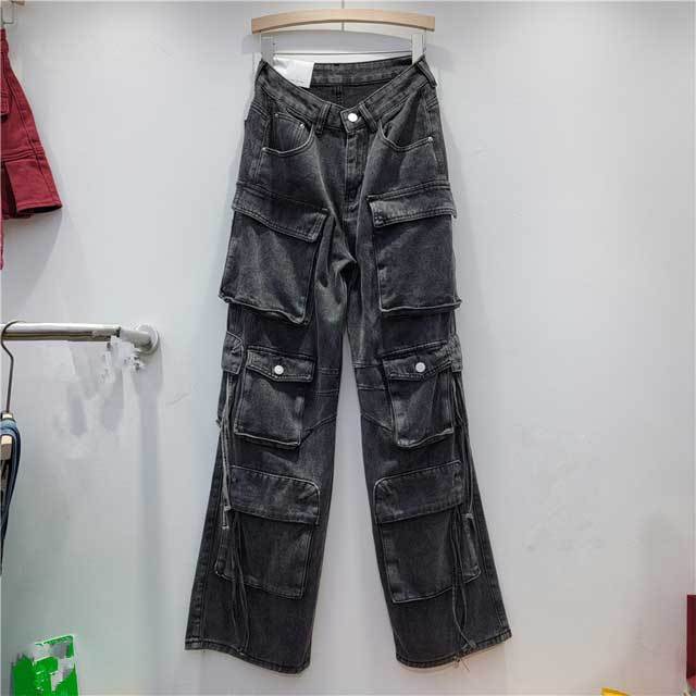 High Waist Casual Cargo Jeans