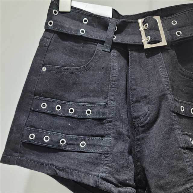 Vintage High Waist Denim Cargo Shorts