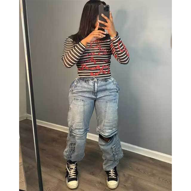 Chic Removable Cargo Jeans