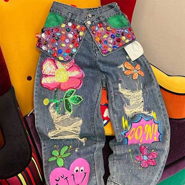 Chic Design High Waist Ripped Boyfriend Jeans