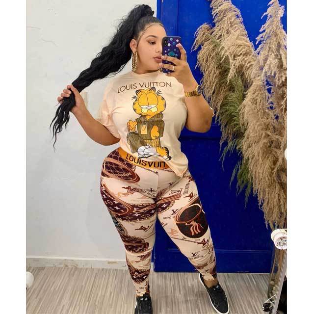 Plus Size Printed Casual Jogging Suit