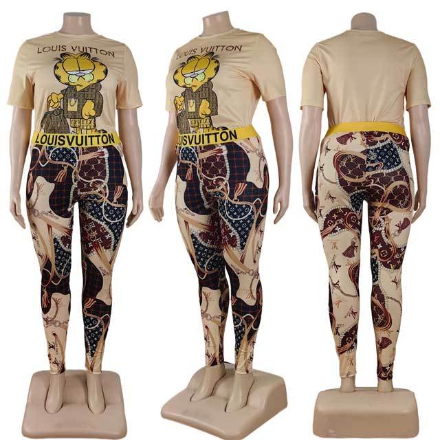 Plus Size Printed Casual Jogging Suit