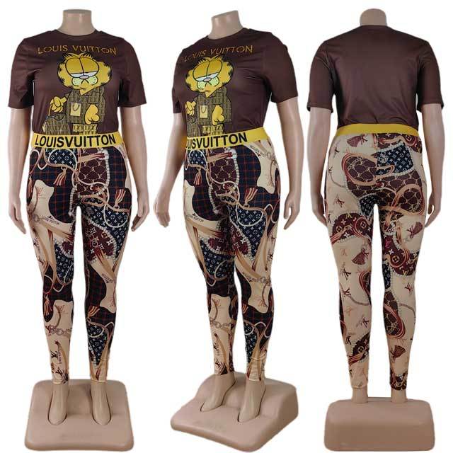 Plus Size Printed Casual Jogging Suit