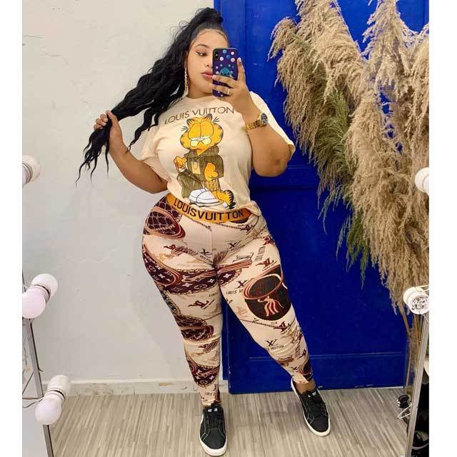 Plus Size Printed Casual Jogging Suit