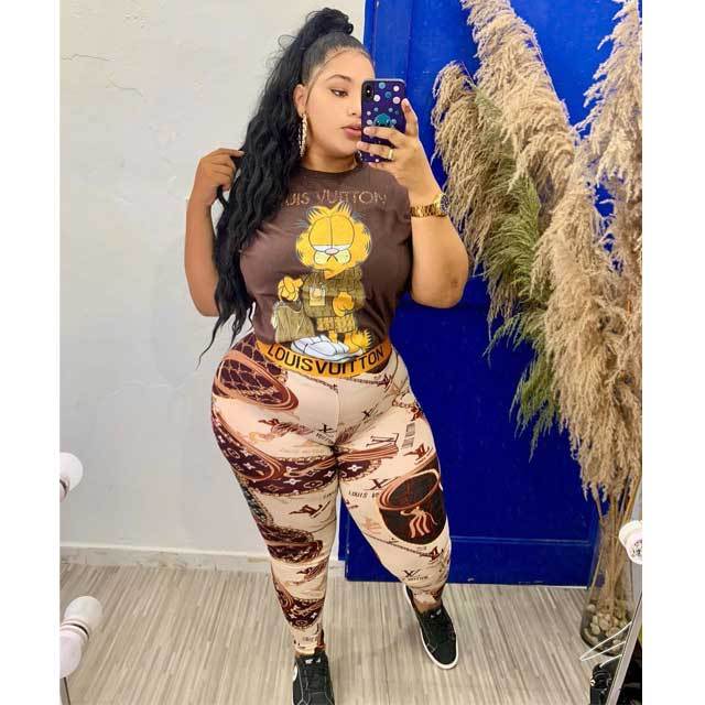 Plus Size Printed Casual Jogging Suit