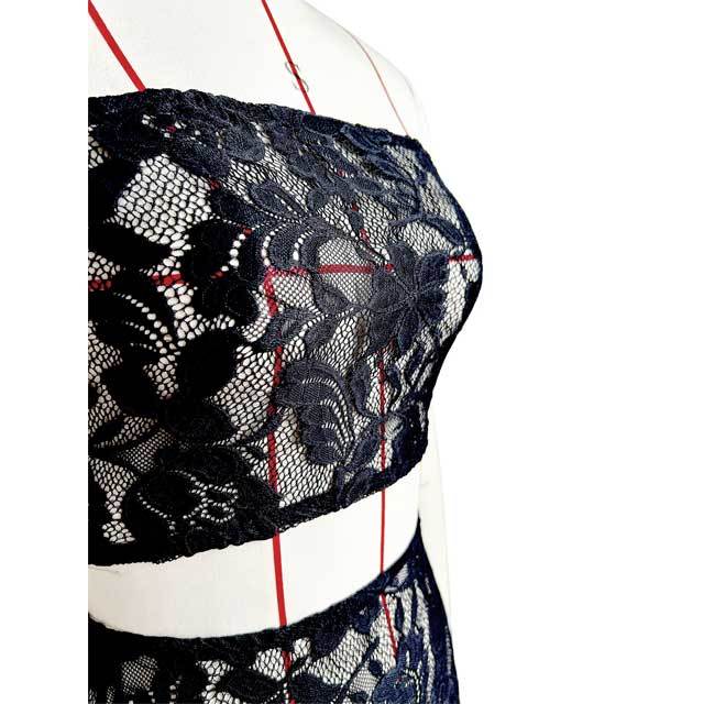 Floral Lace Strapless Top Short Set