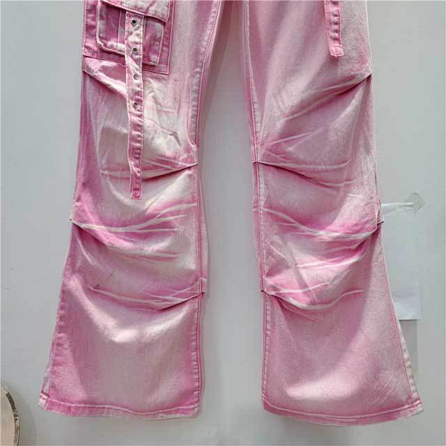 High Waist Pleated Bell Jeans