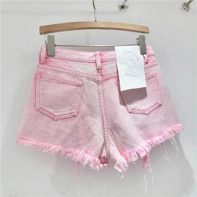 Rhinestones Ripped Denim Shorts