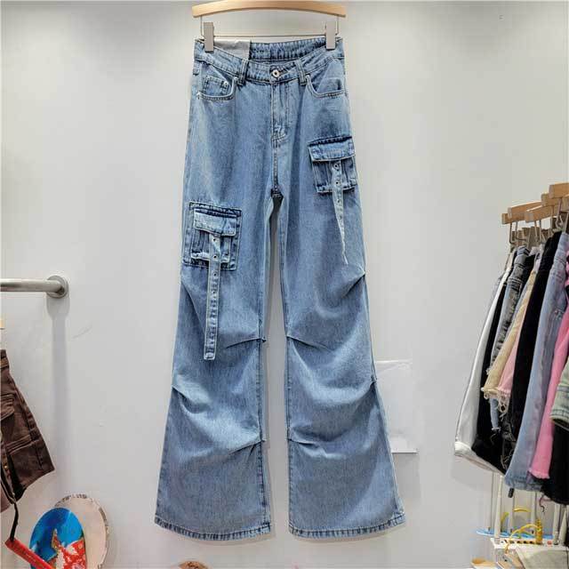 High Waist Pleated Bell Jeans