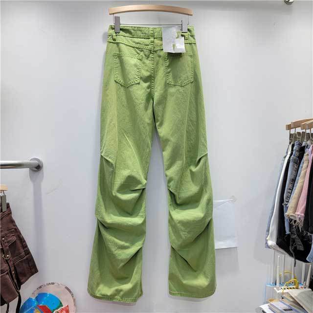High Waist Pleated Bell Jeans