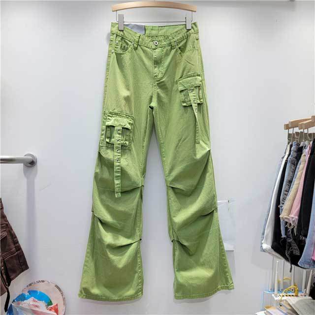 High Waist Pleated Bell Jeans