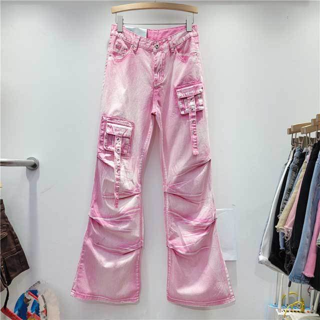 High Waist Pleated Bell Jeans
