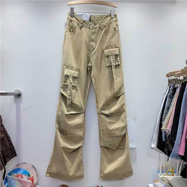 High Waist Pleated Bell Jeans