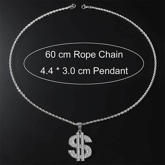 Diamonded Dollar Pendant Necklace