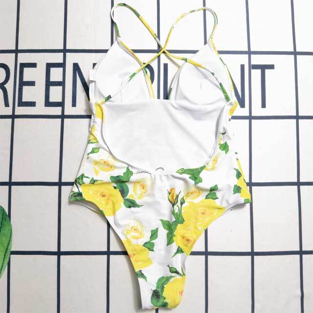 Floral Print Backless Sexy One Piece