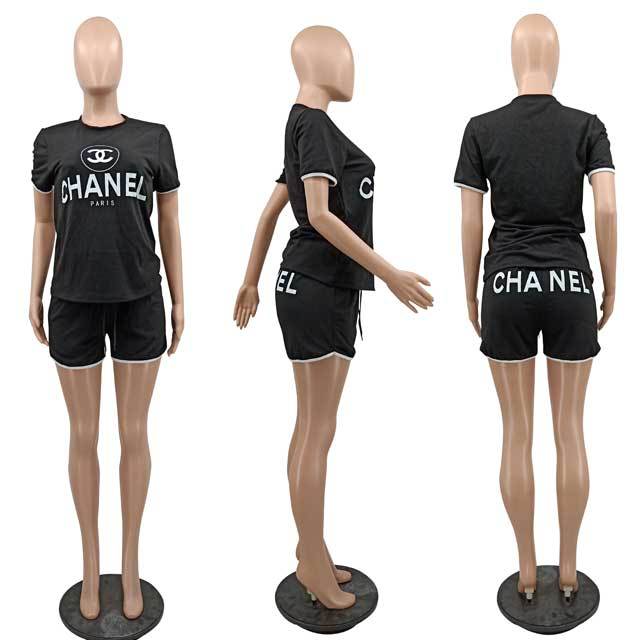 Letter Print Fitness Short Set