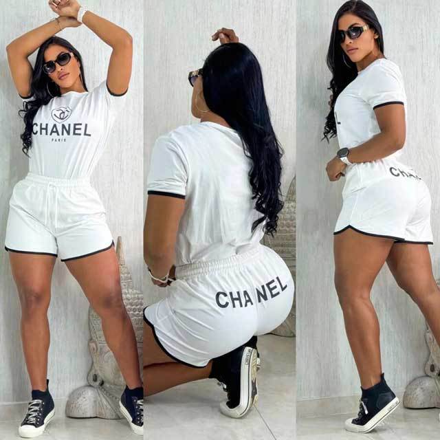 Letter Print Fitness Short Set