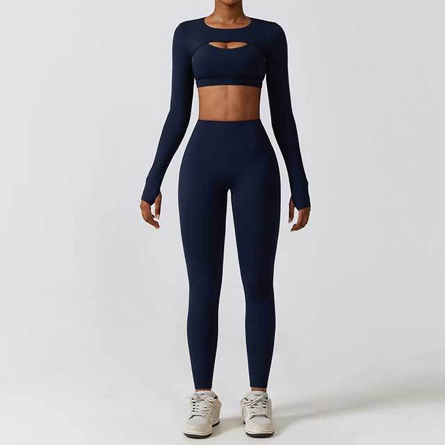 High-waist Yoga Clothing Three-piece Pant Set